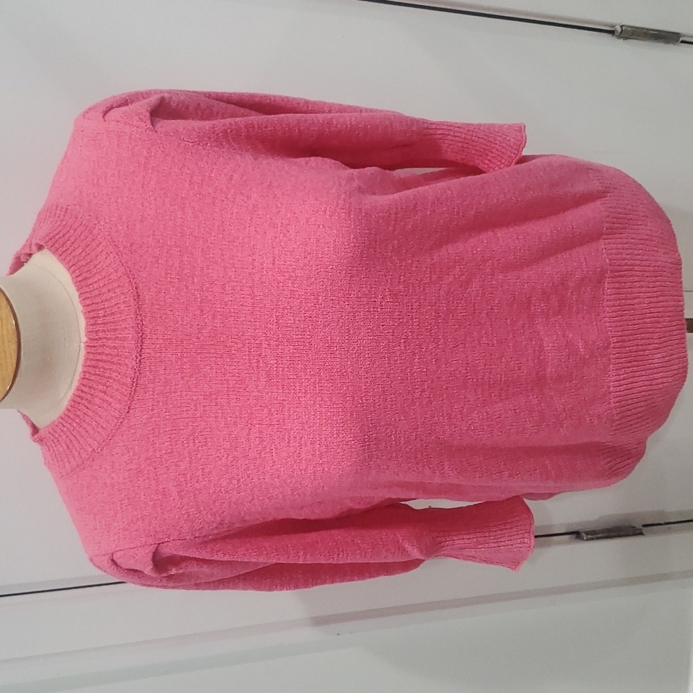 Davi & Dani Bubble Gum Pink Puffed Short Sleeves Sweater Pullover Medium